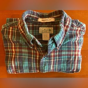 L.L. Bean Traditional Fit Flannel Shirt Size M Multi Color Plaid Long Sleeve